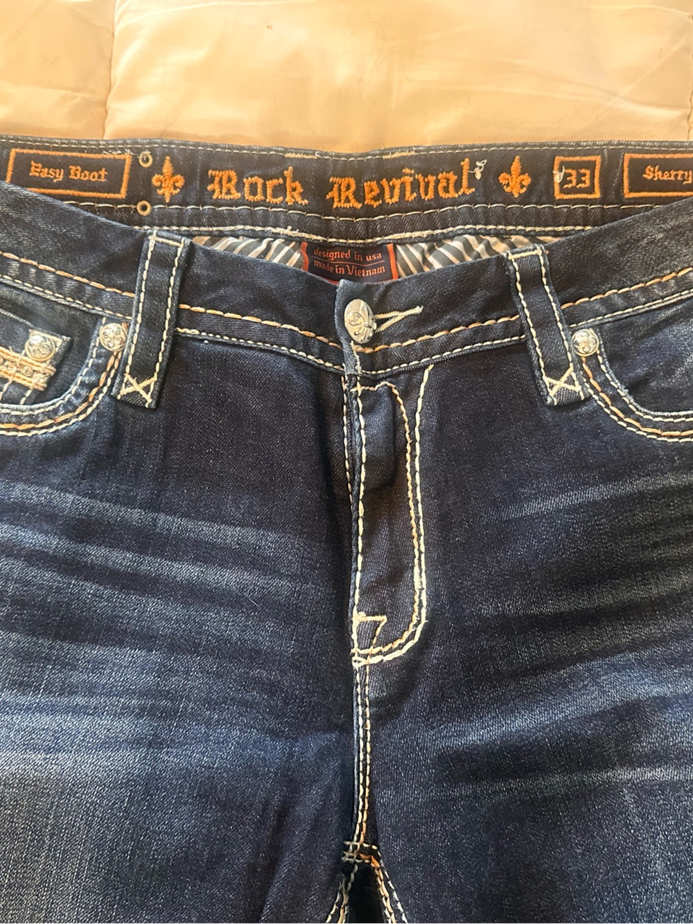 Rock Revival Women's “Sherry” Indigo Boot Cut Jeans with Contrast Stitching